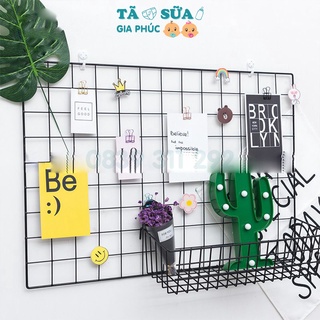 Khung lưới sắt decor trang trí tấm 100x50cm treo tường (Tặng 10 kẹp gỗ và 02 đinh treo) - Sữa tã Gia Phúc
