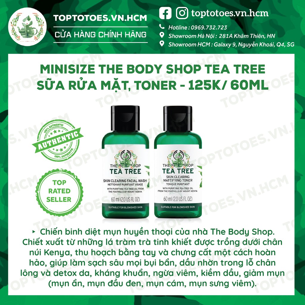 Set mini The Body Shop Tea Tree toner + gel rửa mặt