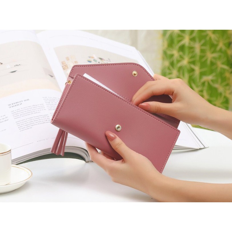 Ví nữ dáng dài bóp dài cầm tay tam giác cao cấp hợp thời trang
