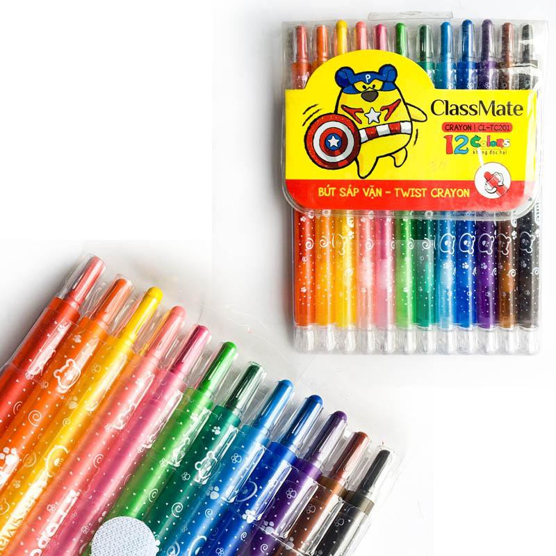 Bút sáp vặn 12,18,24 màu classmate CL-TC101/ 102/ 103 tập tô cho bé ANKICO