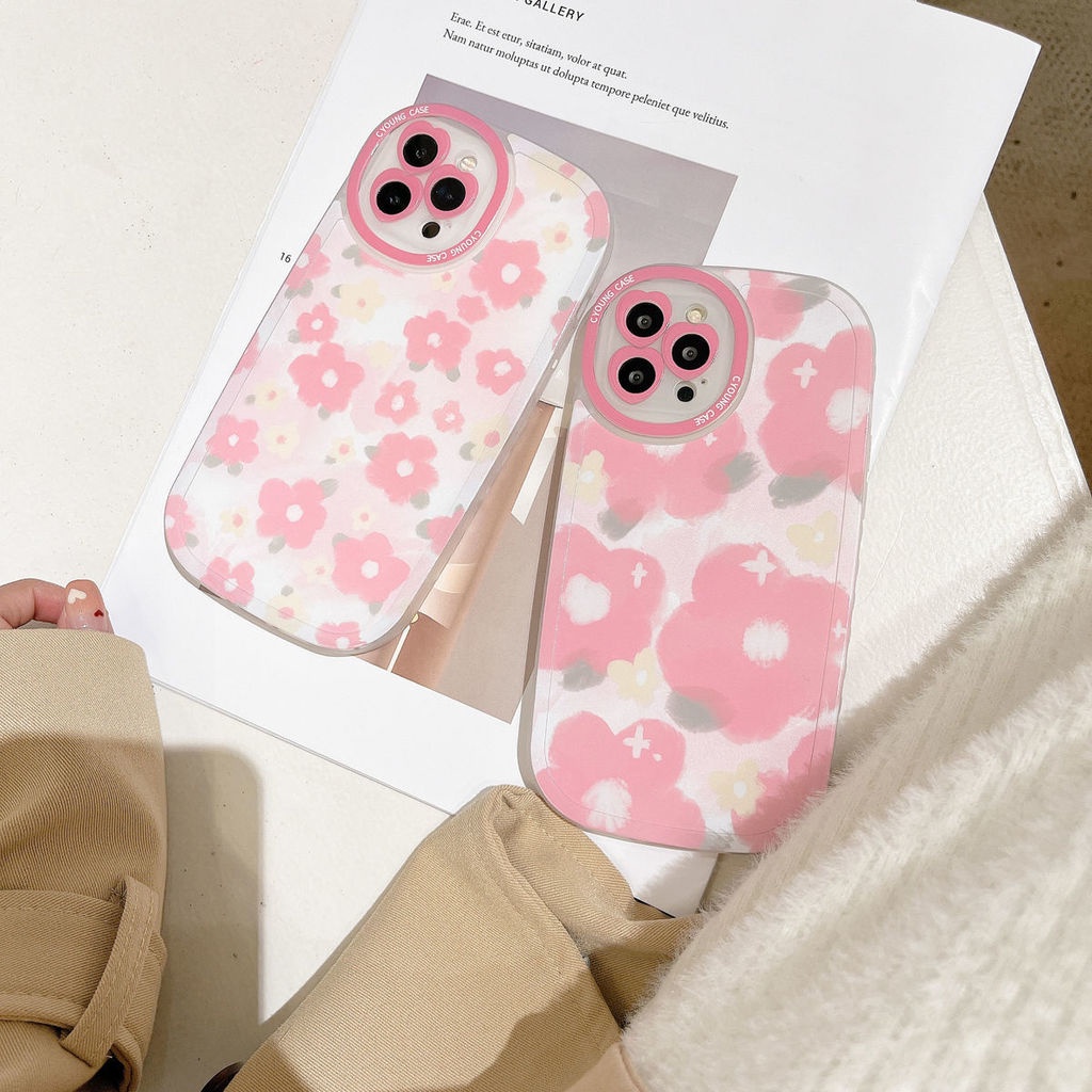 Ốp Điện Thoại In Họa Tiết Hoa Màu Hồng Cho IPhone 12 13 11 Pro Max X Xs Max Xr 7 8 Plus Saw7