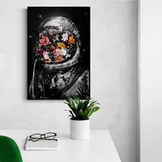 Tranh treo tường Phi Hành Gia chất liệu Tráng Gương/Canvas khung Gỗ decor phòng ngủ, gaming