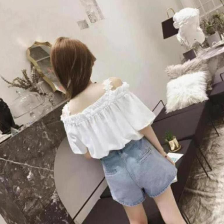 Áo sơ mi nữ trễ vai 2 dây cao cấp mới thời trang Quảng Châu - RiBi Shop