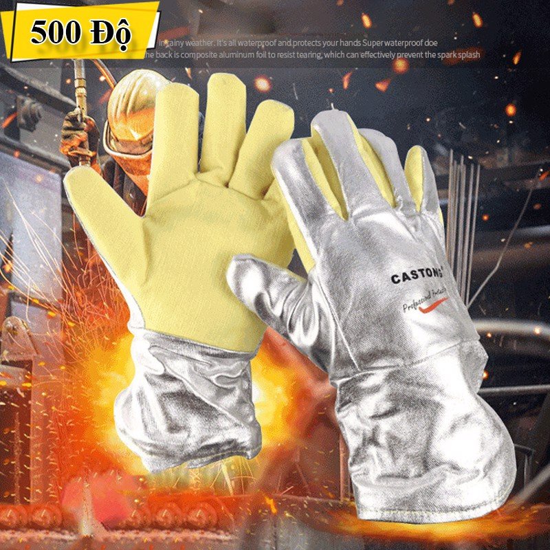 Găng tay cách nhiệt Thinksafe Castong 500℃, chống cháy, găng bảo hộ độ cao, dễ thao tác chống mài mòn chống bức xạ nhiệt