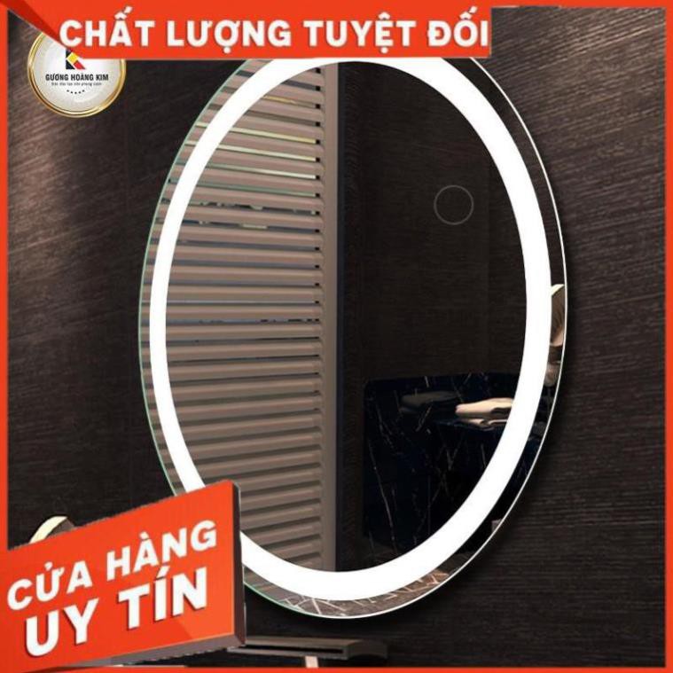 Gương elip oval bầu dục trang điển treo tường đèn led cảm ứng thông minh ại kích thước 50x70cm - guonghoangkim