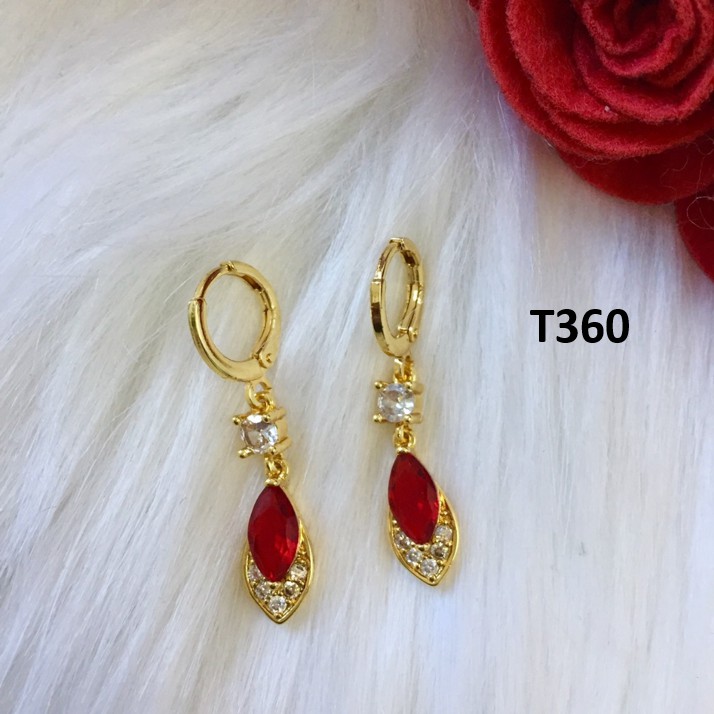 Khuyên Tai Nữ Đá Ruby Đỏ Mạ Vàng T360 Bạc 925 Namoo Jewelry Bạc 925