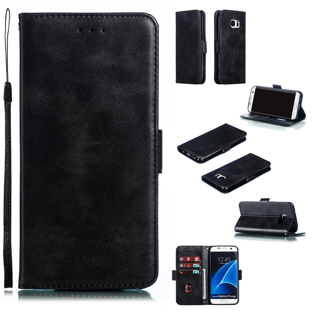 Bao da điện thoại nắp gập màu trơn cho Samsung S7/S7 Edge | BigBuy360 - bigbuy360.vn