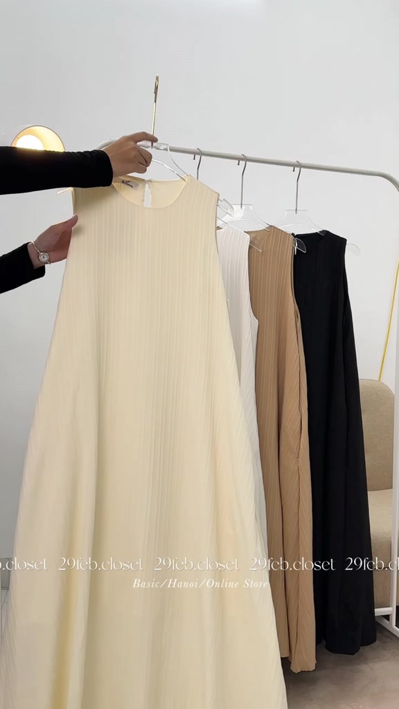Váy ba lỗ nữ dáng dài đũi gân 2 lớp, váy sát nách nữ dáng suông trẻ trung xinh xắn - 29feb.closet - V85 | BigBuy360 - bigbuy360.vn