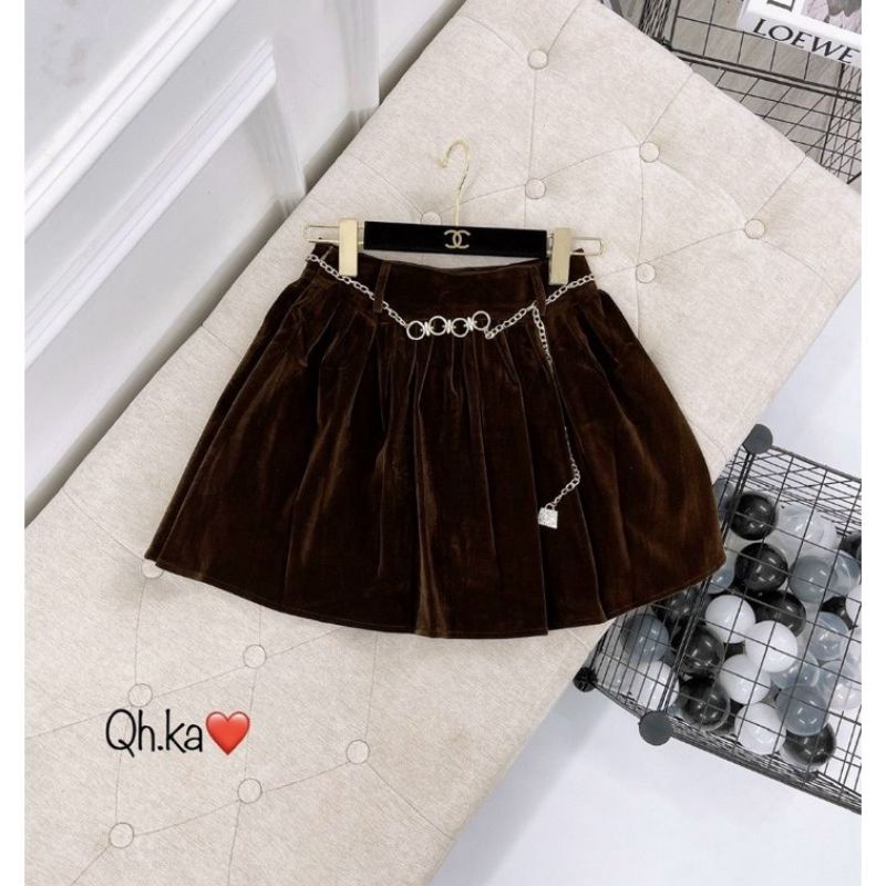 Chân váy nhung kèm đai xích hàng QCL1