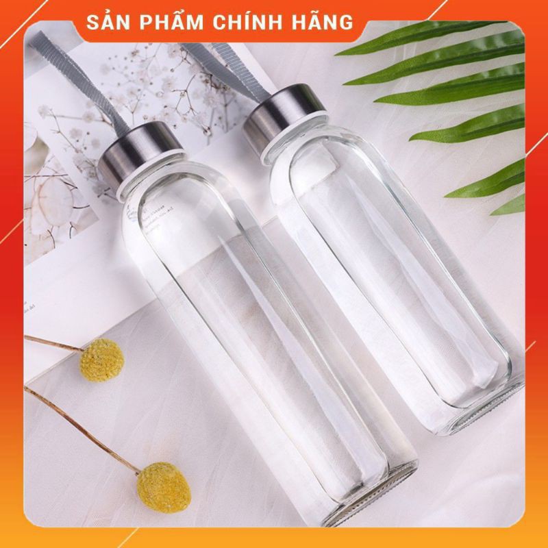 Bình nước thủy tinh có nắp kèm dây 300ml, 500ml