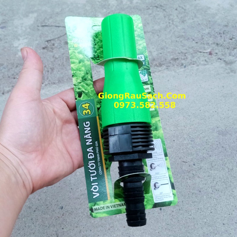 Đầu Vòi Tưới Cây Tăng Áp Đa Năng 27 - 34 Nối trực tiếp ống dây hoặc máy bơm (TẶNG đai INOX)