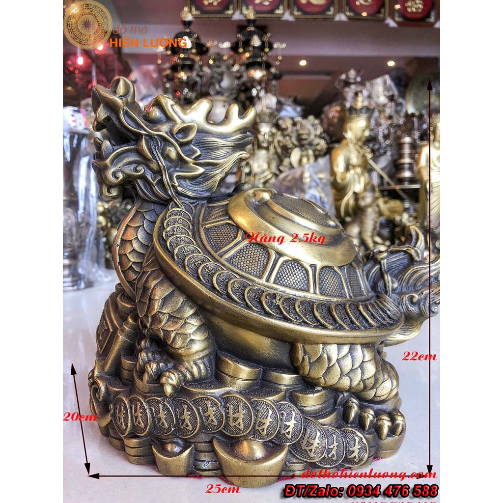 Tượng Linh Vật Long Quy Lưng Chữ Phúc Cỡ To (Nặng 2,4kg) - Vật phẩm phong thủy