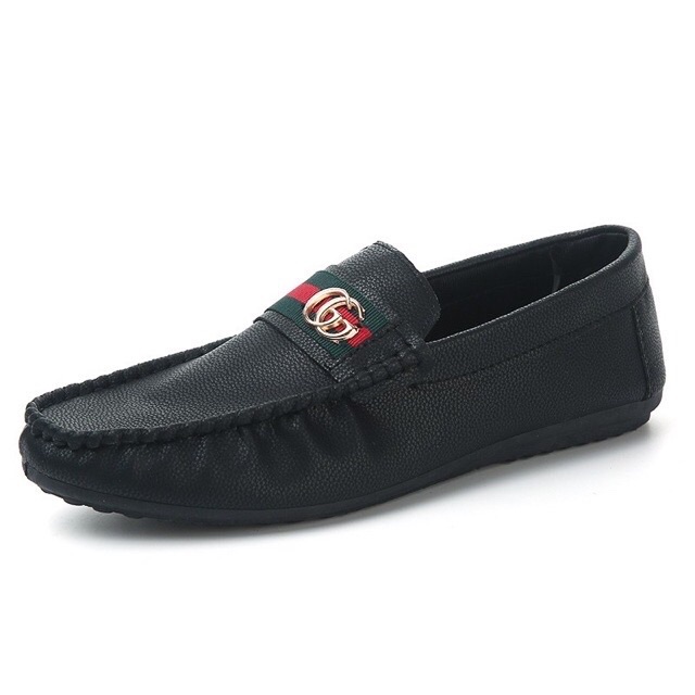 (2 màu) giày lười nam trơn logo lệch đế cao su (freeship) | BigBuy360 - bigbuy360.vn
