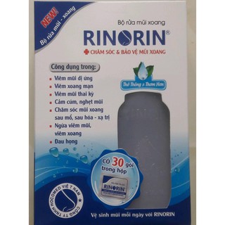 Bìnhrửa mũi RINORIN có 30 gói muối tặng 05 ktkk 4 lớp