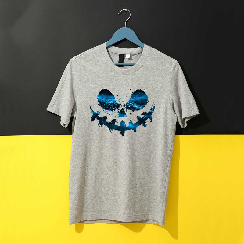 Áo thun cotton unisex mặt cười lấp lánh màu xanh size XS-3XL 100% cotton