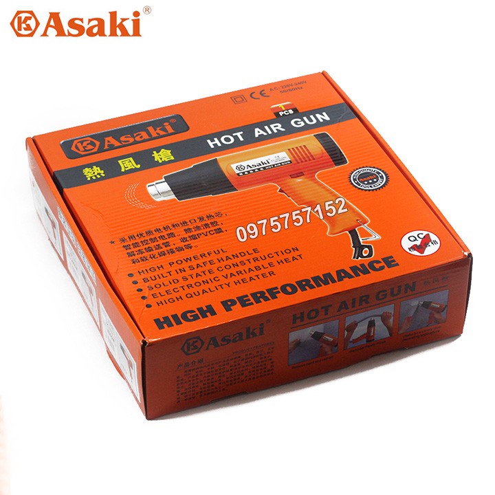 Máy khò hơi nóng Asaki 2000W AK-9013 (Công ty) Bảo hành 3 tháng