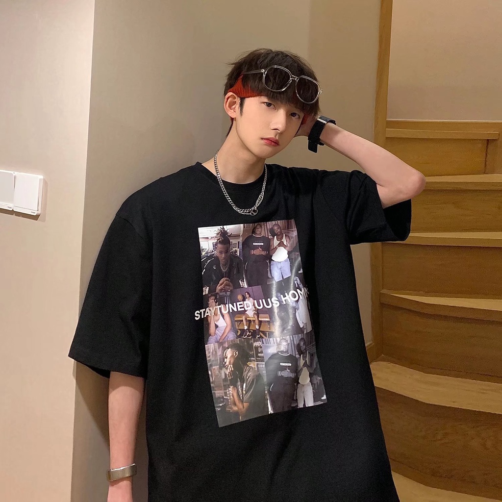 Áo Thun Tay Ngắn Dáng Rộng In Chữ Phong Cách Hip Hop Hàn Quốc Thời Trang Mùa Hè Cho Nam size M-5XL