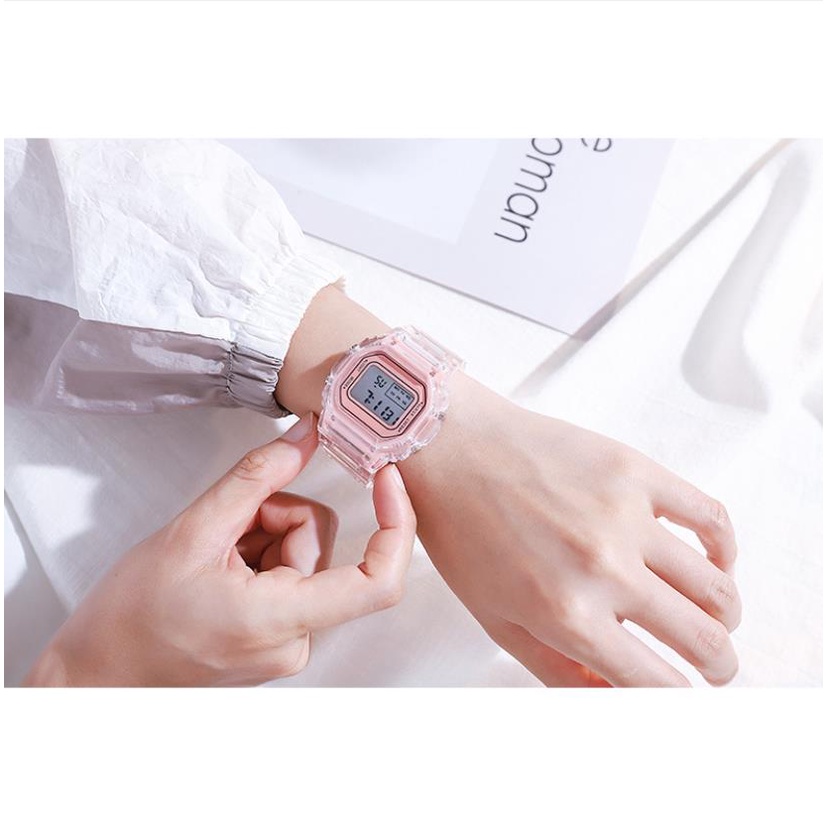 Đồng hồ đeo tay vuông chống nước đa chức năng Phong cách đại học / Mẫu cặp đôi