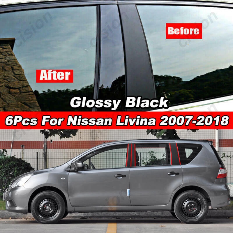 Bộ 6 Miếng Dán Viền Cửa Xe Hơi Nissan Grand Livina / Livina 2007-2018 Bằng Sợi Carbon