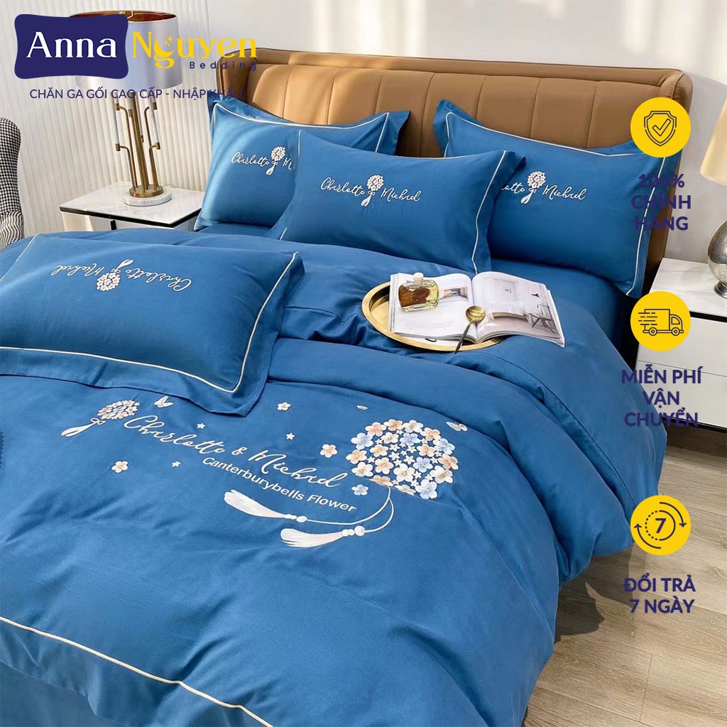 Bộ Chăn Ga Gối Nệm Cotton Hoạt Tính Anna Nguyen Cao Cấp Drap Ga Trải Giường Chun Bọc  - Anna Nguyen Bedding