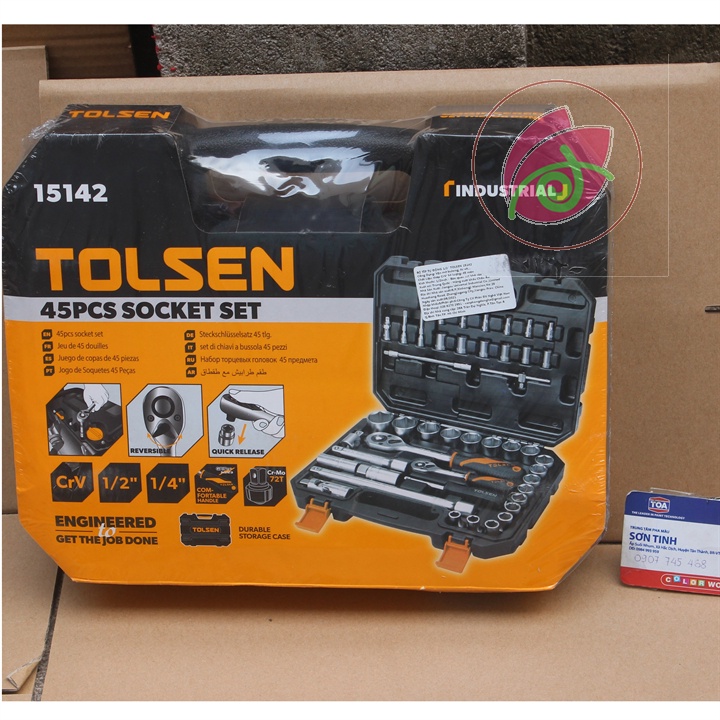 BỘ DỤNG CỤ MỞ BULONG 45 CHI TIẾT TOLSEN 15142