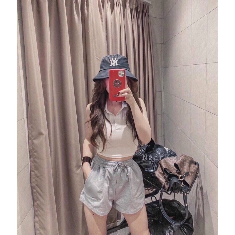 áo ba lỗ croptop cổ polo sexy