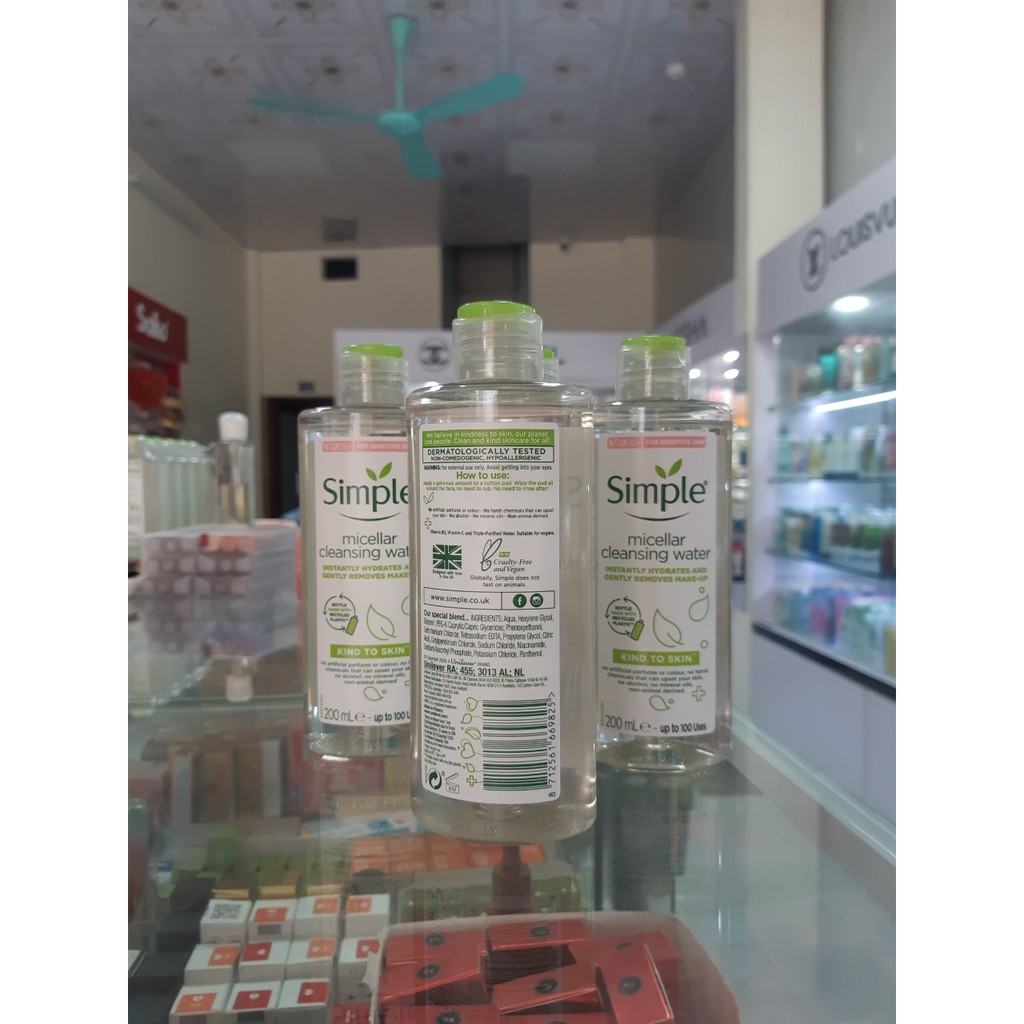 Nước Tẩy Trang Simple Dịu Nhẹ Kind To Skin Micellar Water 200ml VETA STORE