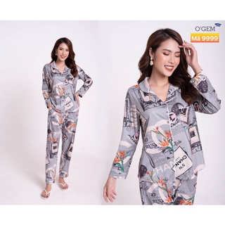Bộ mặc ở nhà pijama coton dài tay nhiều màu