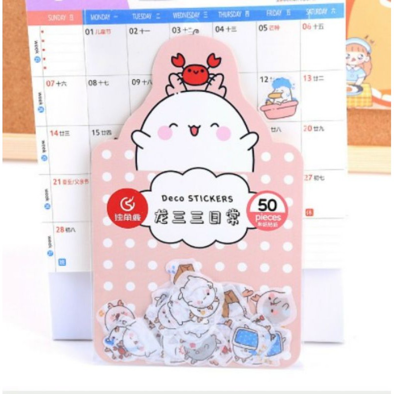 Sticker, hình dán con thú bộ nhiều miếng dễ thương