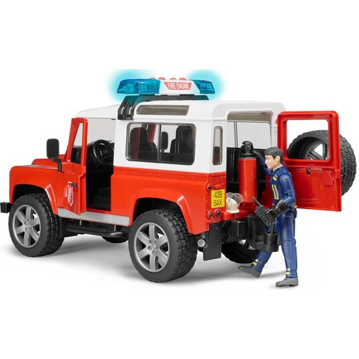 Bộ đồ chơi Bruder mô hình Xe cứu hỏa Land Rover và người lính cứu hỏa