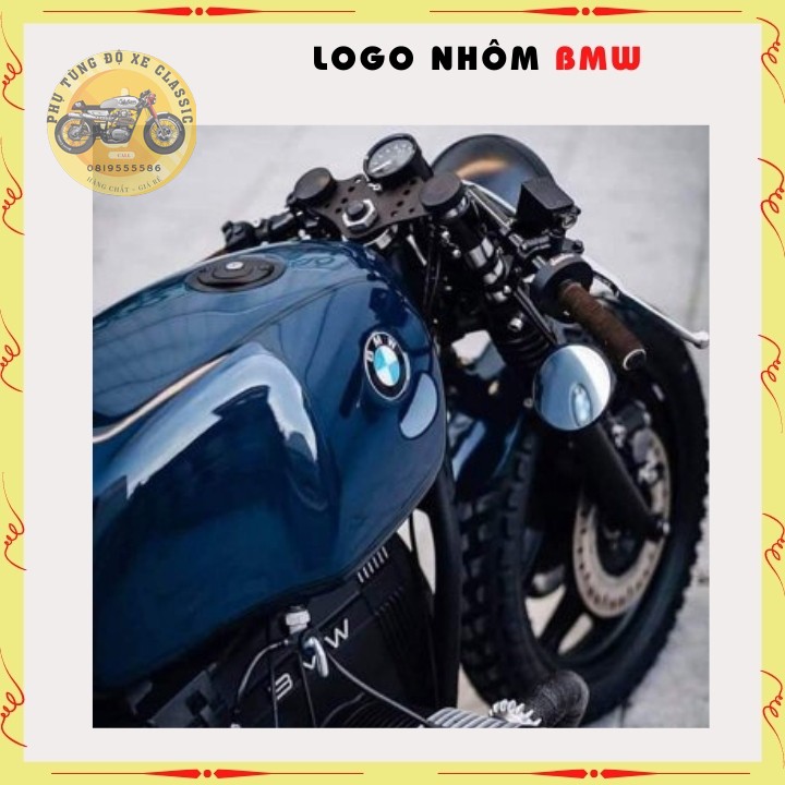 Tem Logo 3D nổi cao cấp BMW  tem nhôm tròn CNC sắc nét trang trí xe máy độ Classic, Cafe racer