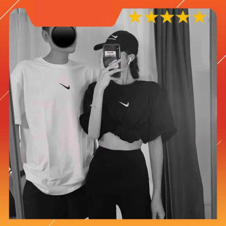 Áo thun tay lỡ phom unisex, áo phom rộng thêu logo (hình chụp thật 100%)