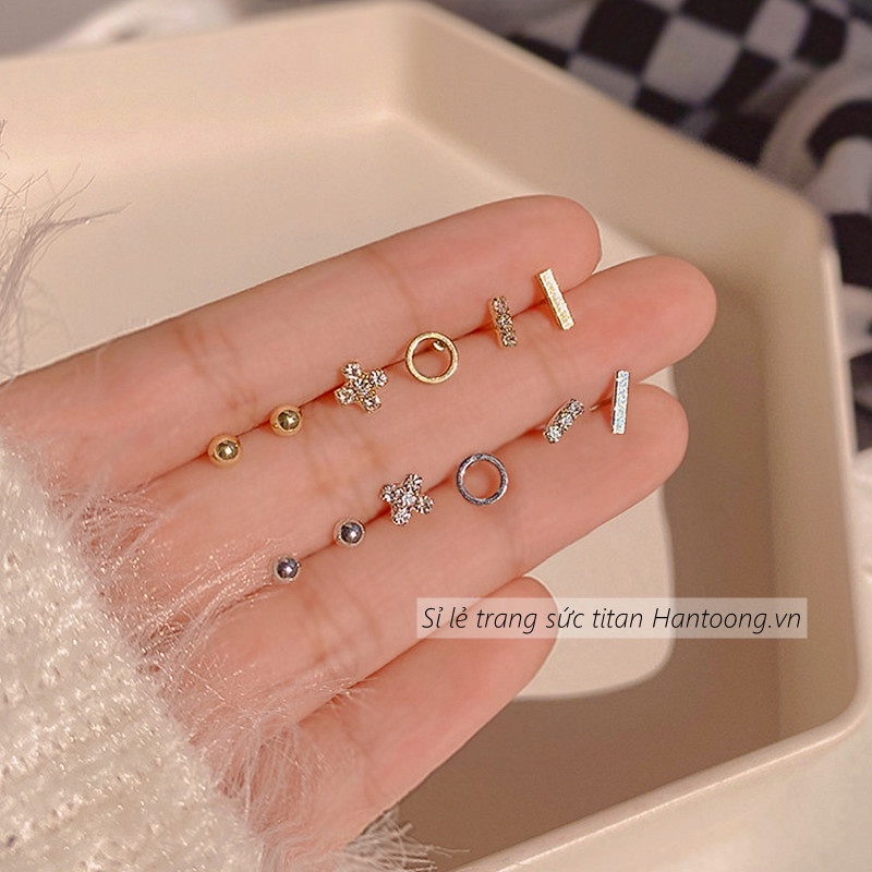 Set khuyên tai đính đá pha lê thiết kế nhẹ nhàng trẻ trung phong cách ins hàn quốc dành cho nữ