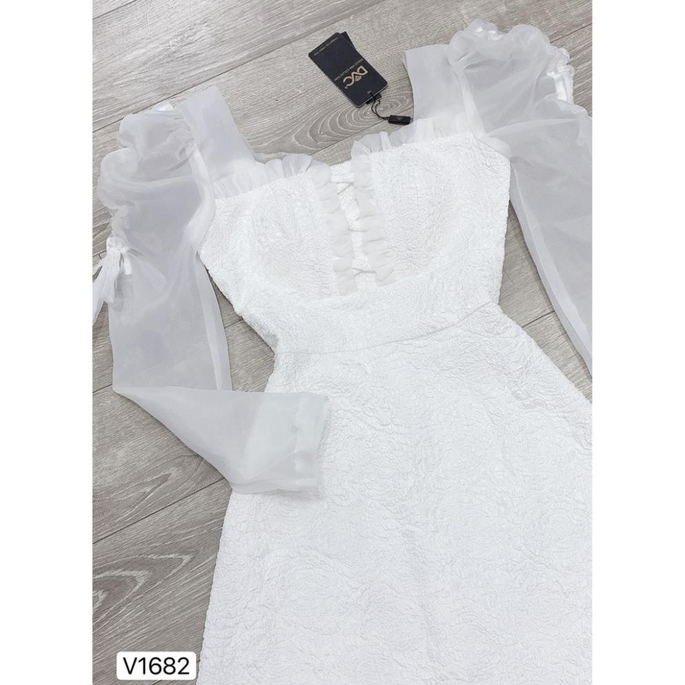 Váy trắng xòe tay von bồng V1682 - Đẹp Shop DVC (Kèm ảnh thật trải sàn do shop tự chụp) *