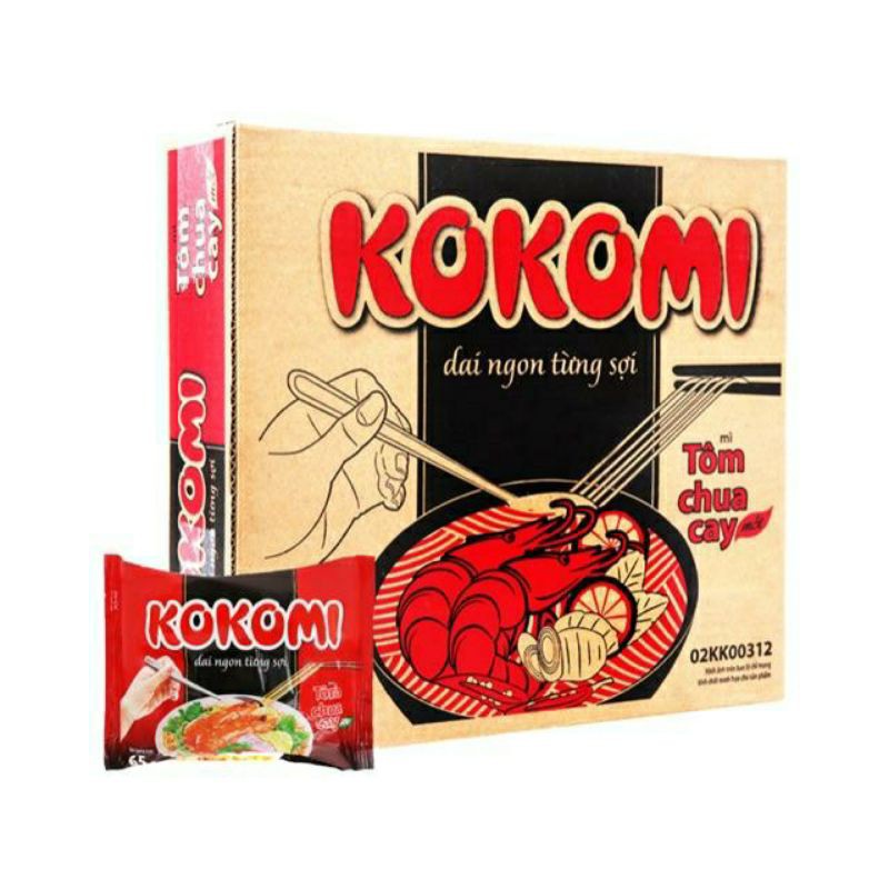 Thùng mì Kokomi 30 Gói vị tôm chua cay 65g