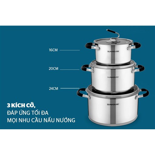 Bộ nồi inox 5 đáy SUNHOUSE SH891 - Hàng chính hãng