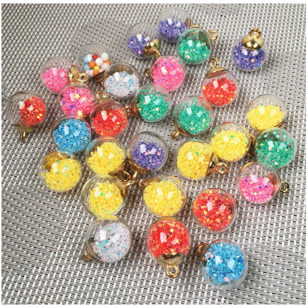 Set 5 mặt phụ kiện hình quả cầu thủy tinh trong suốt nhiều màu tùy chọn