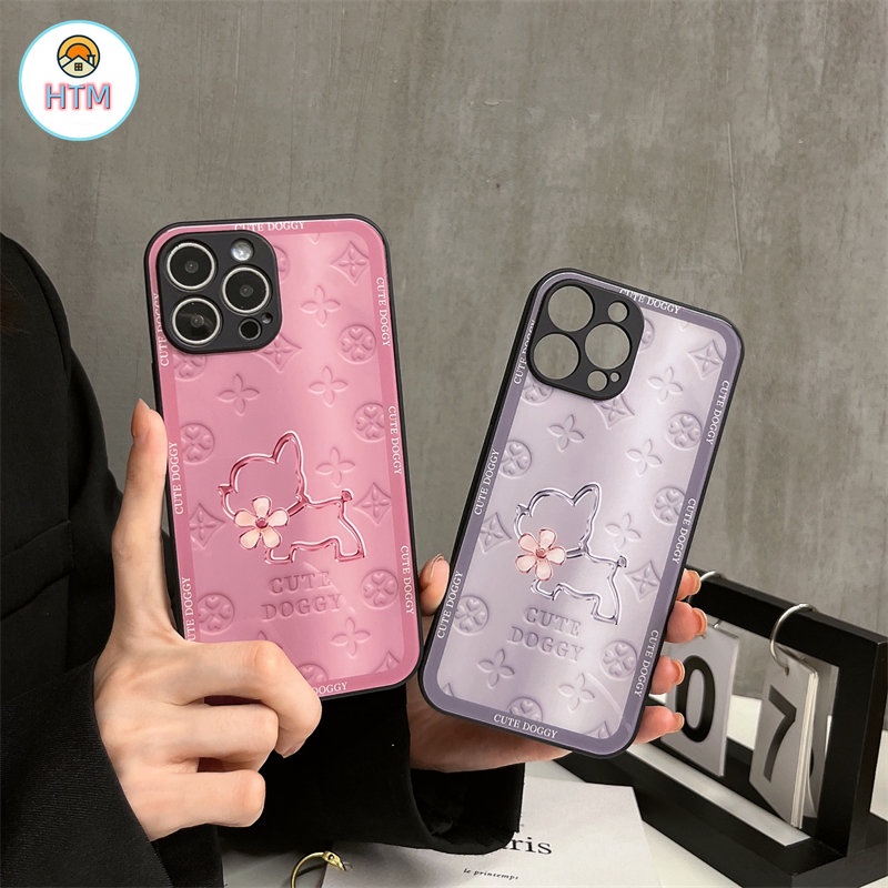 Ốp Điện Thoại Mặt Kính Chống Sốc In Hình Chú Cún Cho iPhone 13 12 Pro Max 11 X XS Max XR 7 8 Plus