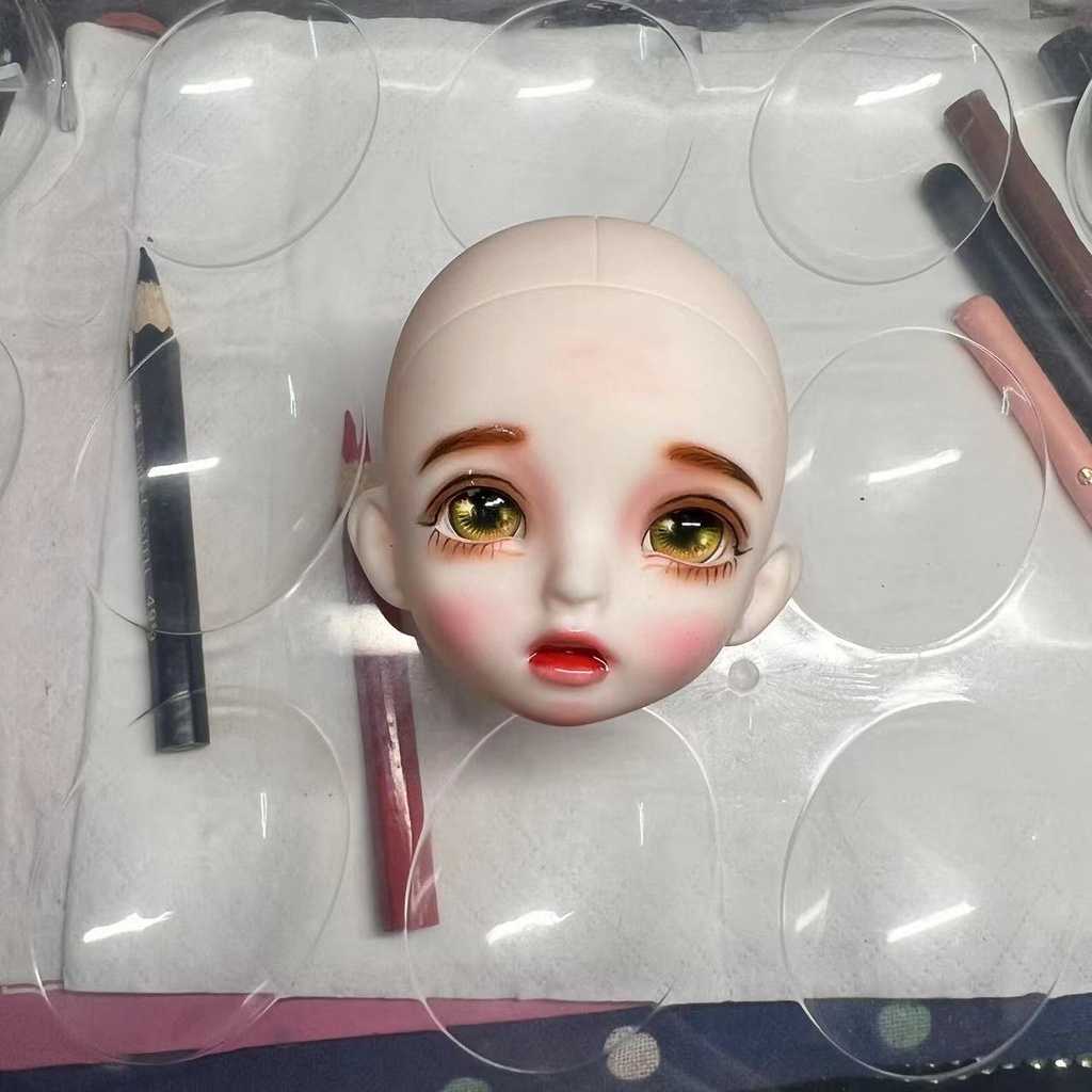 Đầu Búp Bê Trang Điểm 6 Điểm 16cm 16cm bjd Đầu Búp Bê Trang Điểm 3d Thay Đổi Sáu Điểm
