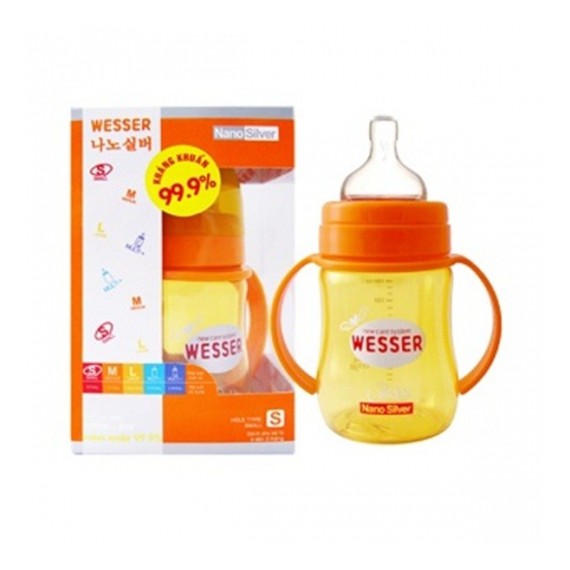 BÌNH SỮA WESSER CỔ RỘNG 180ML/260ML NANO SILVER