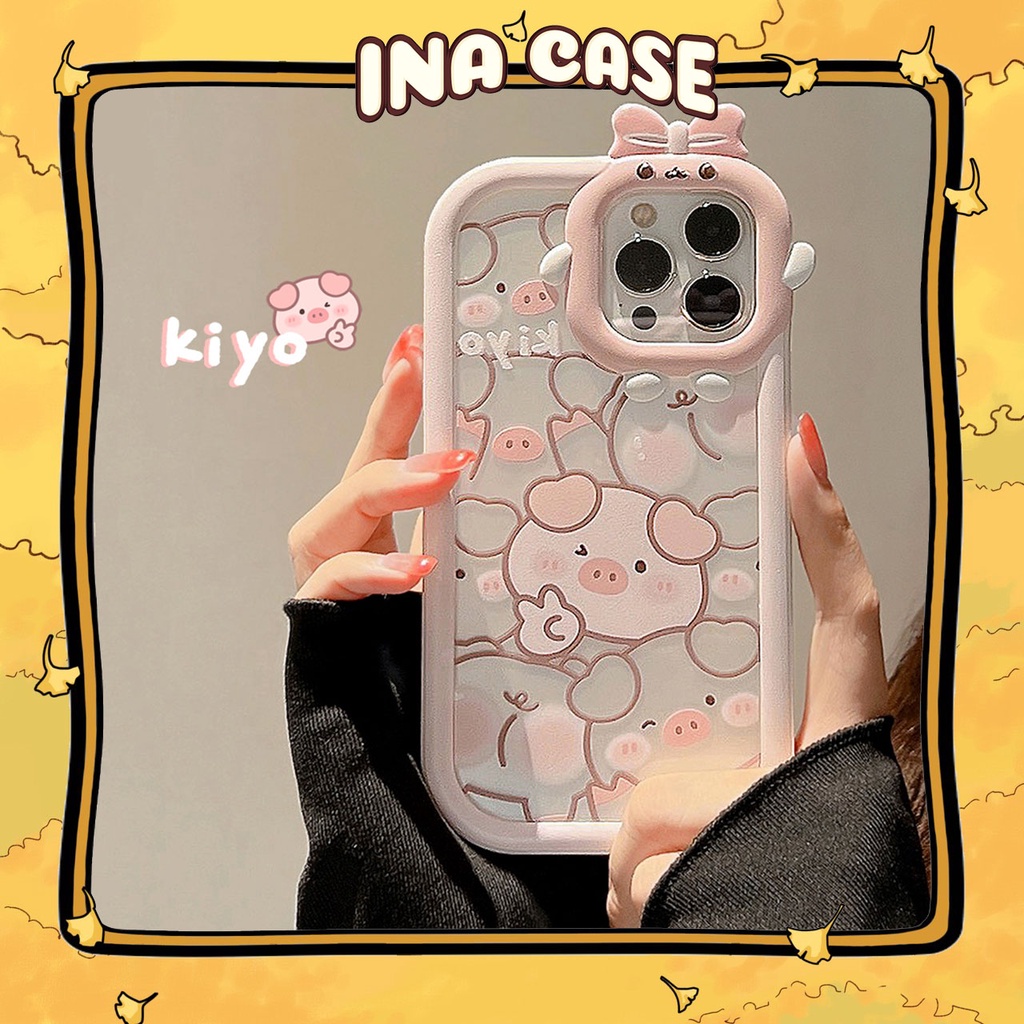 Ốp lưng iphone viền rời chống sốc Chú Heo Kiyo 13promax/13pro/13/12promax/12pro/12/11promax/11/7plus/8plus - Ina Case