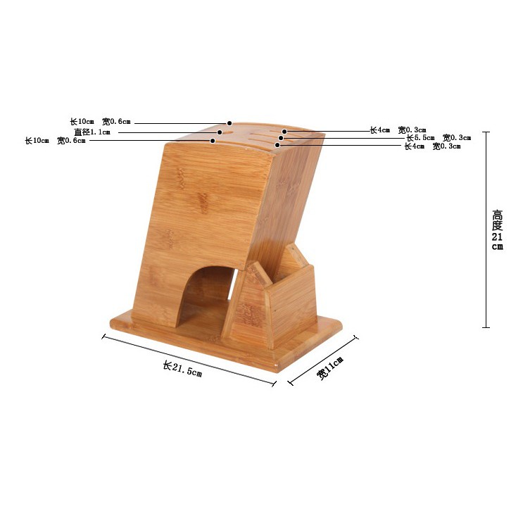 ✔️ Ống Cắm Dao - Đũa Hình Chữ Nhật Nghiêng Làm Bằng Gỗ Tre Tự Nhiên, Thiết Kế Hiện Đại Tỉ Mỉ