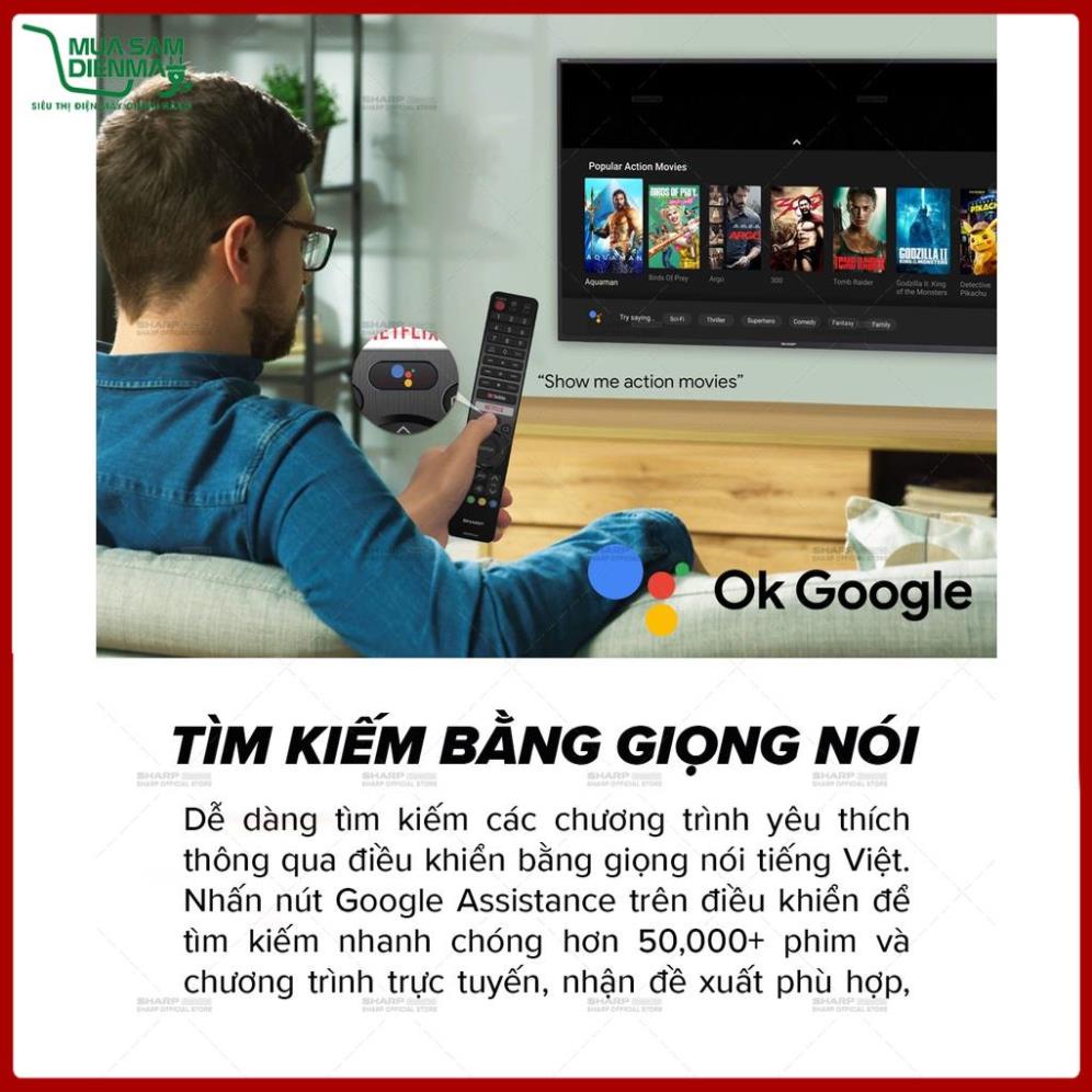 TV LED 4K 50inch Sharp 4T-C50DJ3X SX Thái Lan, Android 10.0 -- Chỉ giao tại HN --
