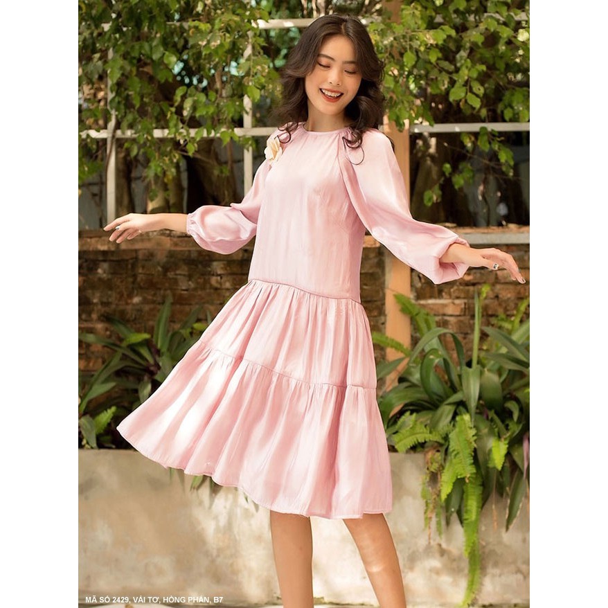MYDU SHOP | MS 2429 – Đầm Voan Xòe Dún Hai Tầng Tay Dài
