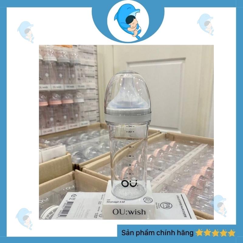 Bình sữa Ou Wish 140ml/260ml hàn quốc tặng kèm nắp đậy bình sữa sillicon ( hỗ trợ đổi núm)