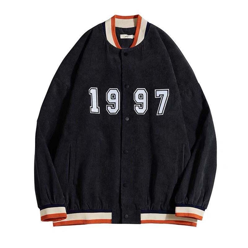 Áo khoác bomber kaki nhung bóng chày unisex form rộng 1997 nam nữ ulzzang Wind | BigBuy360 - bigbuy360.vn