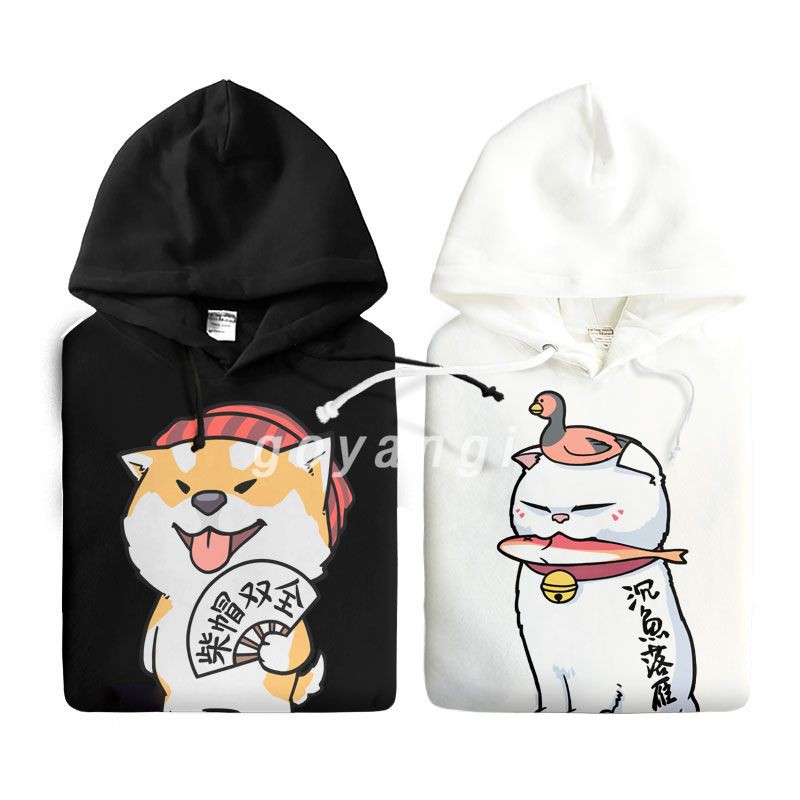 Áo hoodie  Cute Chó Mèo Oversize phong cách hàn quốc