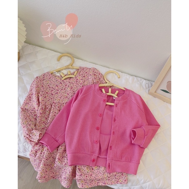 Sét áo len caregan kèm váy siêu xinh cho bé 10-22kg❤️ Váy kèm áo khoác hồng phong cách Hàn quốc