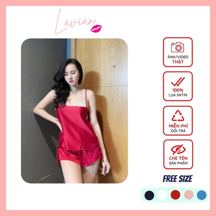 Đồ ngủ sexy nữ cao cấp sattin thoáng mát mềm mịn hở lưng quyến rũ gợi cảm LA22 - Lavian