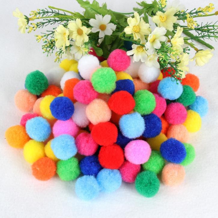 Bịch 1000 hạt pompom 1cm 1.5cm 2.0cm 2.5cm 3.0cm 4.0cm 5.0cm học liệu giáo dục sớm Montessori